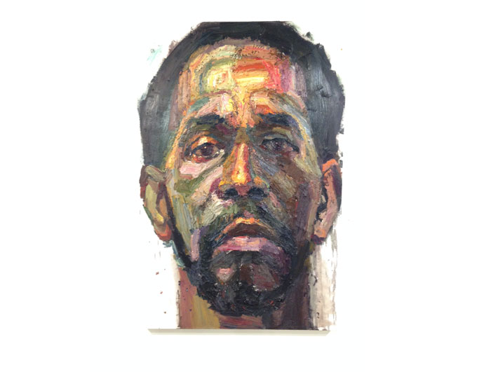 At Valley House's booth, giant portraits by Yale-educated Texas painter Sedrick Huckaby attracted attention and buyers. "Sedrick, Sed, Daddy," 2013-2014, sold for $38,000.