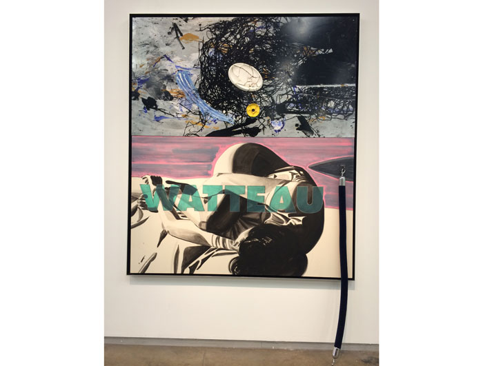 David Salle's "Watteau," 2012, incorporates the velvet rope and ceramics. Collection Ricardo Kugelmas, São Paulo. 