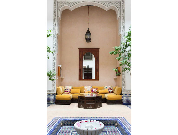 A private lounge in the Riad Maison Bleue in Fes