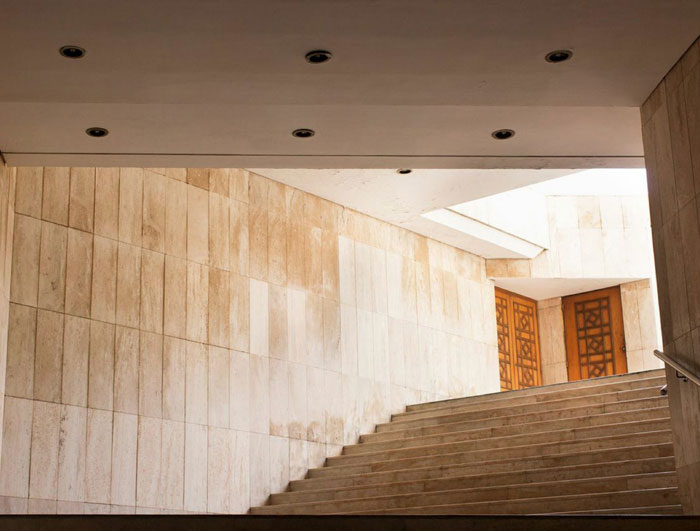A stairway leading to the exterior from the subterranean pools at the
Hassan II Mosque
