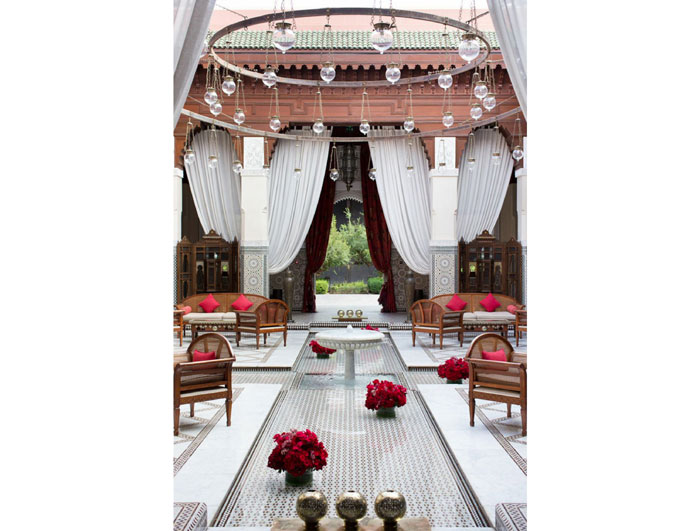 The grand entrance at the Hotel Royal Monsieur in Marrakech