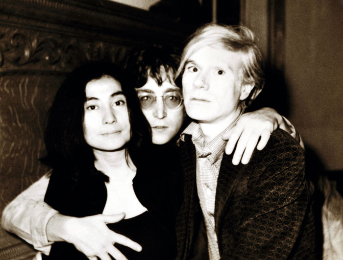 A defining trio: Yoko Ono, John Lennon and Andy Warhol, June 5, 1971. Photograph by art critic/Warhol biographer David Bourdon, David Bourdon papers.