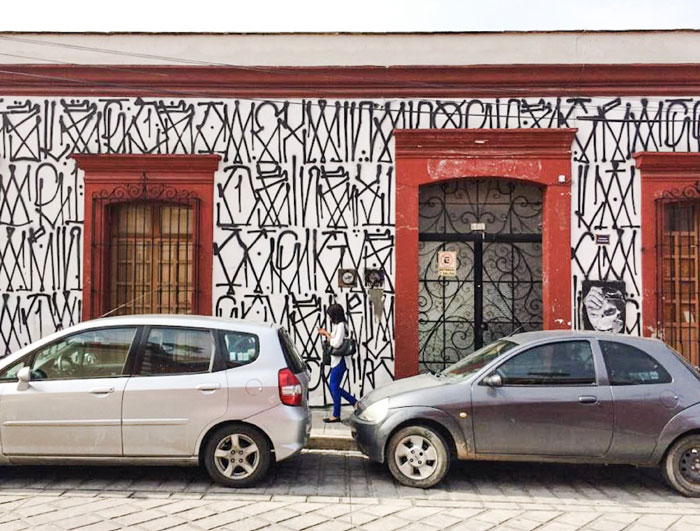 Famous LA graffiti Artist Retna's mural in Oaxaca 