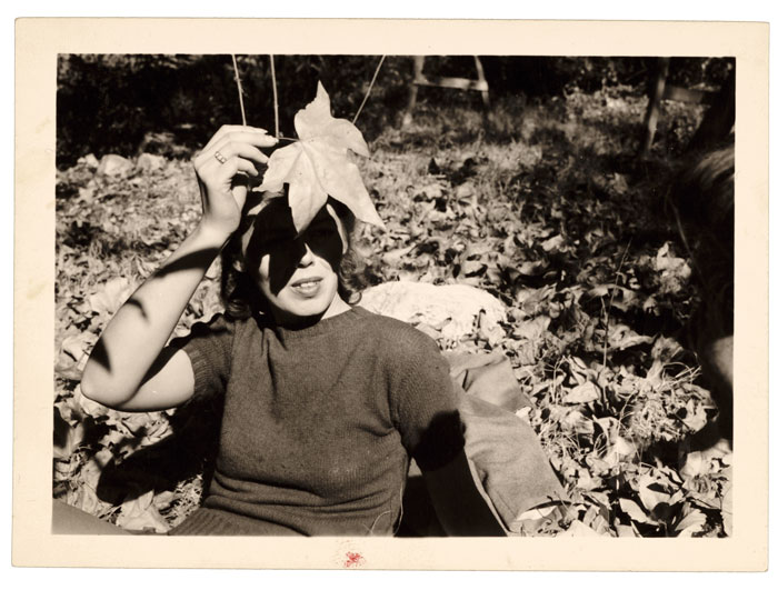 West coast painter of the cool geometric abstractions  Helen Lundeberg at Mount Baldy, San Bernardino County, California, October 1943. Lorser Feitelson and Helen Lundeberg papers.