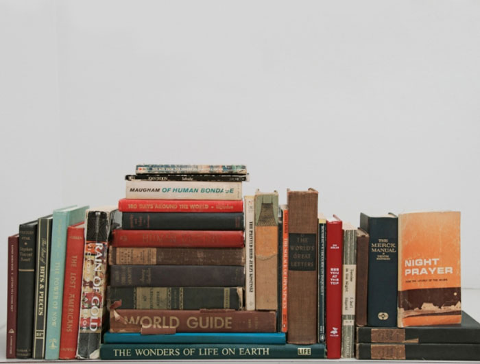 An imagined library. Inmates in solitary are typically limited to 10 volumes. 