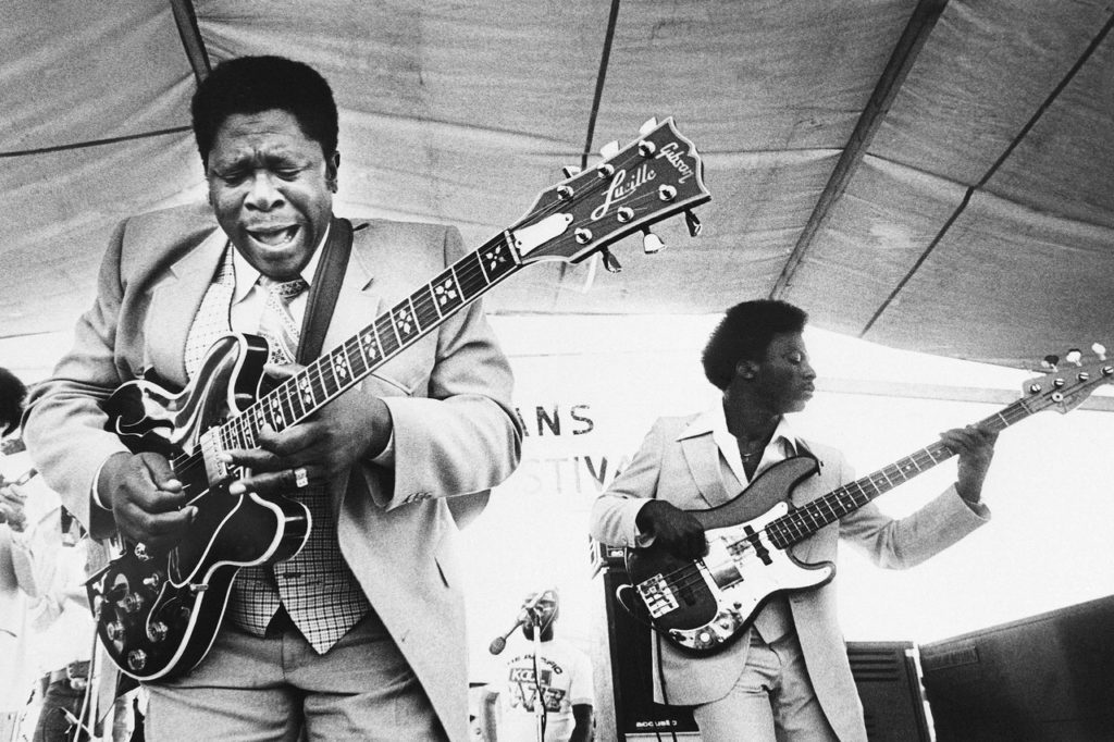 B.B. King at the 1980 New Orleans Jazz and Heritage Festival.