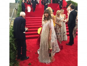 Arriving on the red carpet in Rodarte