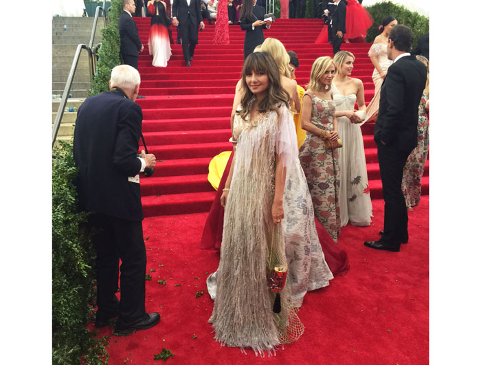 Arriving on the red carpet in Rodarte