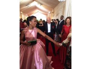 Kerry Washington, wearing Prada behind us on the red carpet
