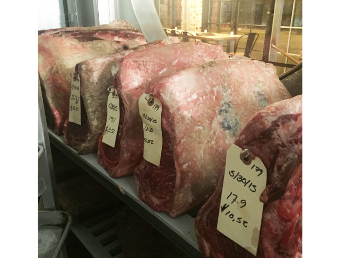 In-house dry-aged meat at B&B 