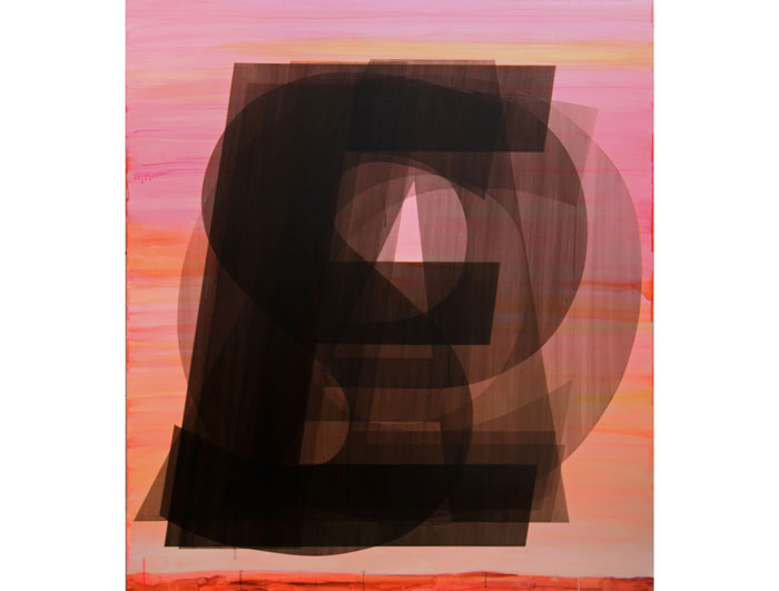 Levente Sulyok's "Collapse," 2010, in the poetically titled group view "Everyday is Ordinary." Sulyok gives us a fresh take on text paintings. The Hungarian-born, internationally exhibited artist holds an MFA from the prestigious Rhode Island School of Design and is currently an associate professor at Wichita State University in Kansas. 