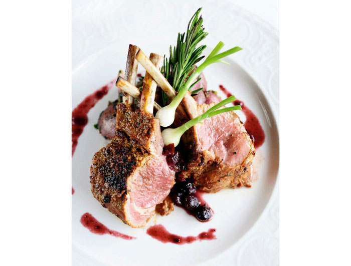 Rack of Lamb with mixed berry chutney at Kirans. Photo courtesy Deb Small. 