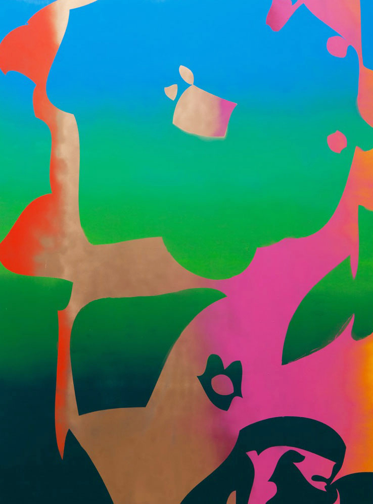 Zeke Williams' "Giant Flower (green, blue, purple, pink)," 2015.