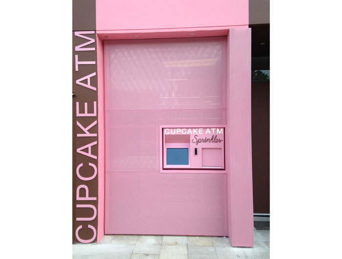 Sprinkles cupcake ATM located at rear entrance. 
