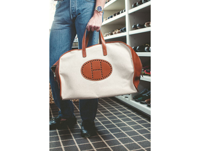 An Hermès weekender which was a special gift from one of his clients