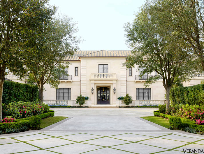The limeston-clad, copper-roofed estate in River Oaks, with interiors designed by J, Randall Powers, architecture Drew S. Wommack, landscape design Johnny Steele.