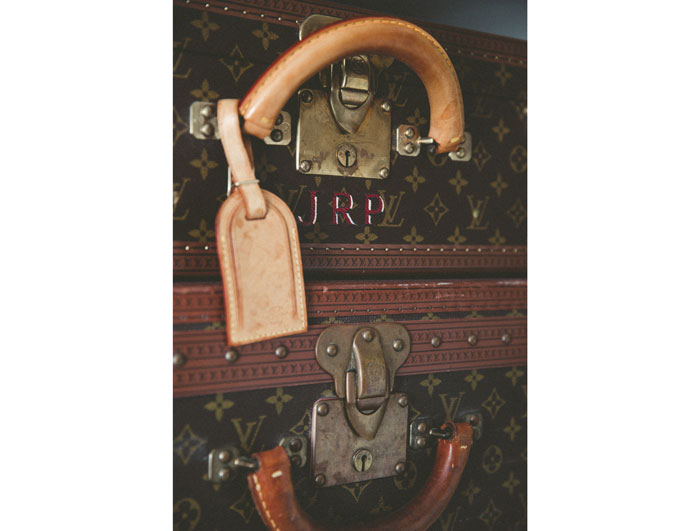 One of his many monogrammed Louis Vuitton cases