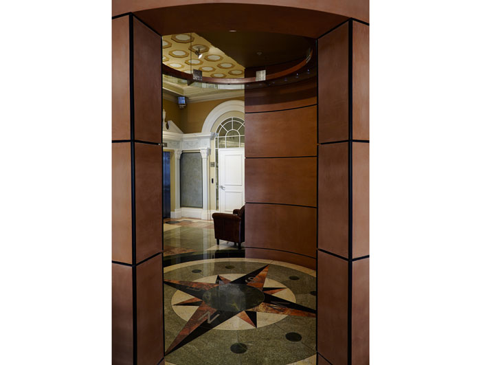 The beautifully restored lobby of the 1921 Neil P. Anderson building where Mary Ella’s loft is located.