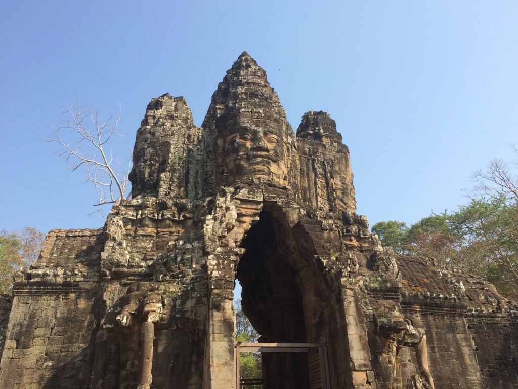 Entrance to Angkor Thom, the largest temple in the Angkor Village in Cambodia.