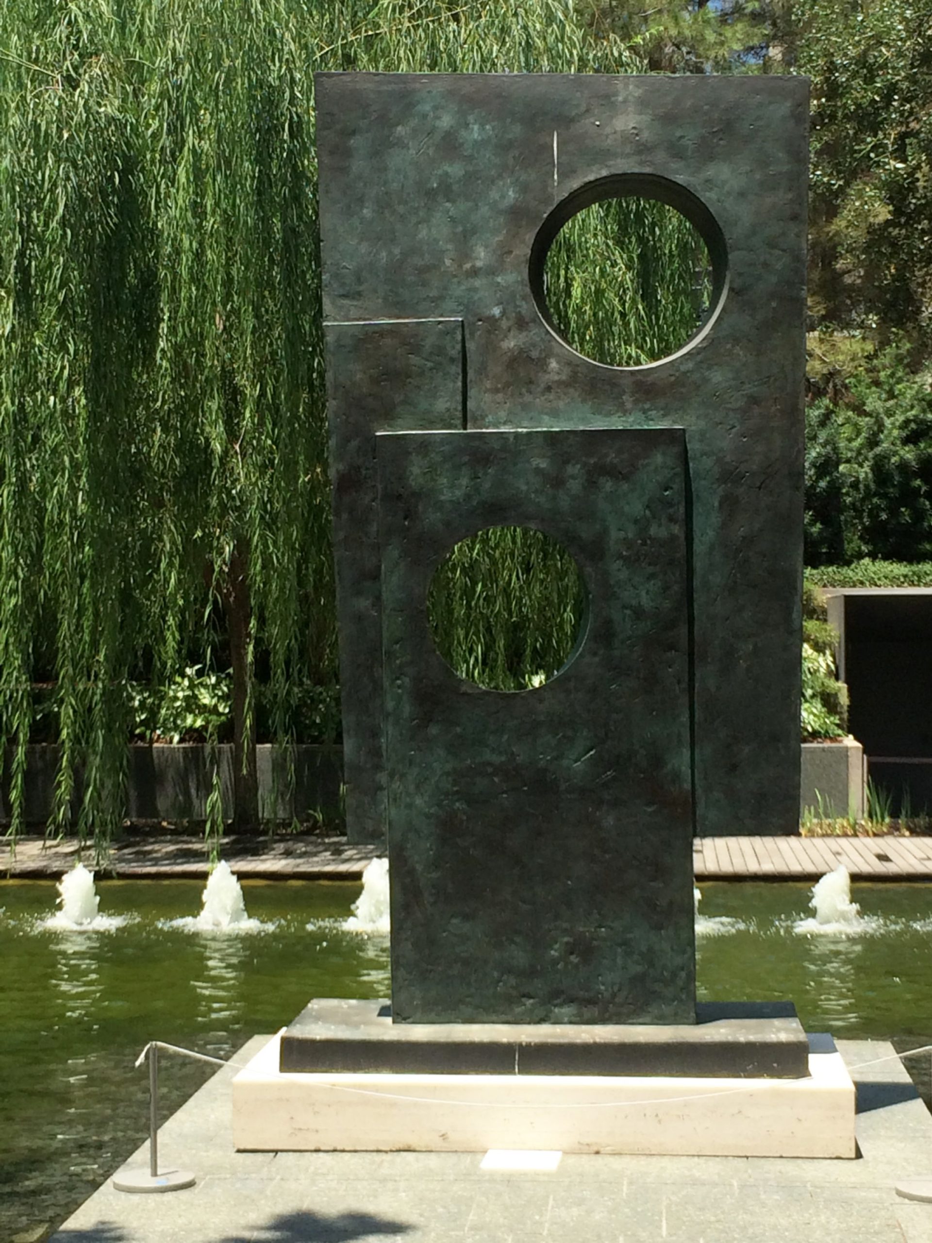 Barbara Hepworth’s "Squares with Two Circles (Monolith)," 1963 (cast 1964), at the Nasher Sculpture Center.