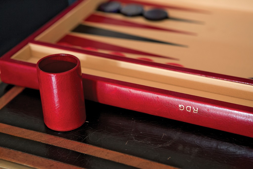 A passionate backgammon player, Gordon prefers tournament cases from New York-based T. Anthony — which he says have just enough space for a change of clothes.