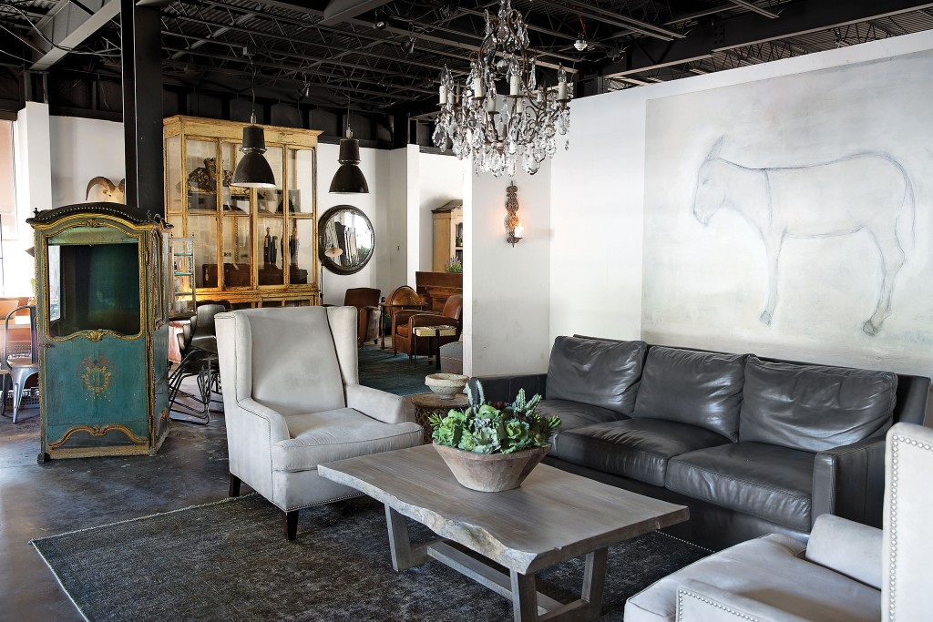 At the shop's entrance, Texas artist Paul Meyer's Burro, 2015. 