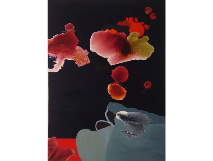 Dorothy Hood's "Untitled," a 96-by-72-inch canvas from the 1980s, typifies her amalgamation of color field painting with Surrealism. (Collection Art Museum of South Texas, Corpus Christi.)