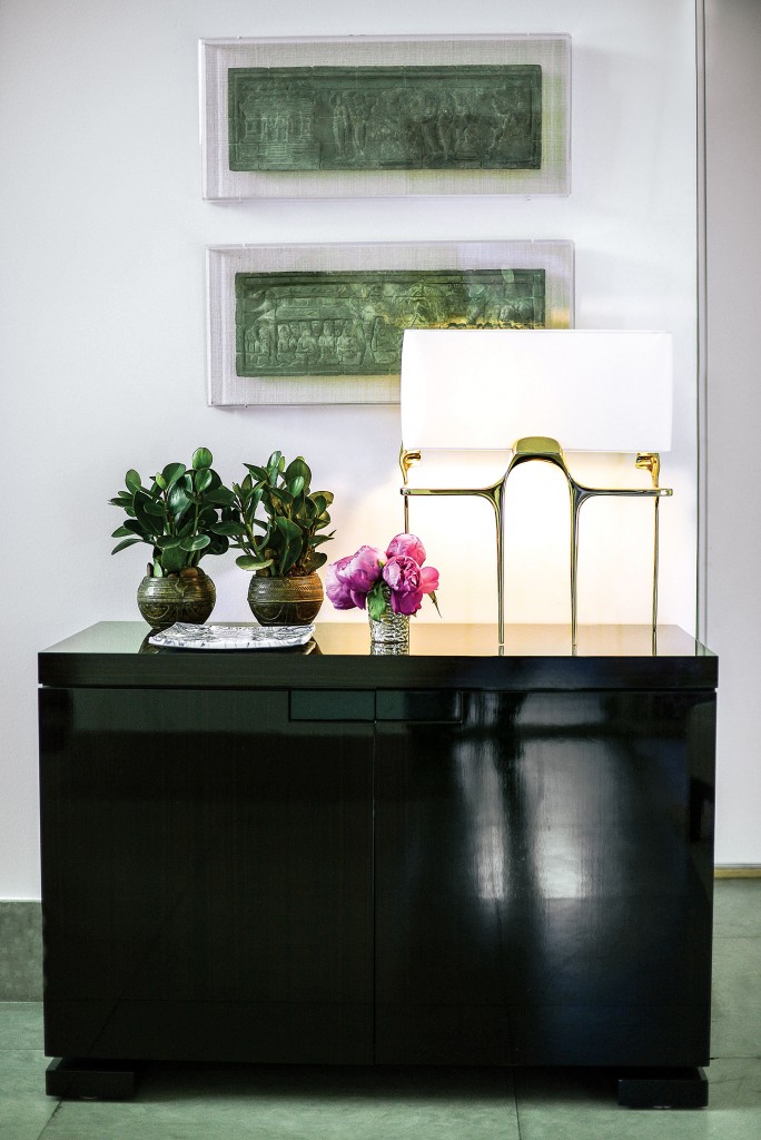 McFarlain style: Christian Liaigre console with Caste table lamp.