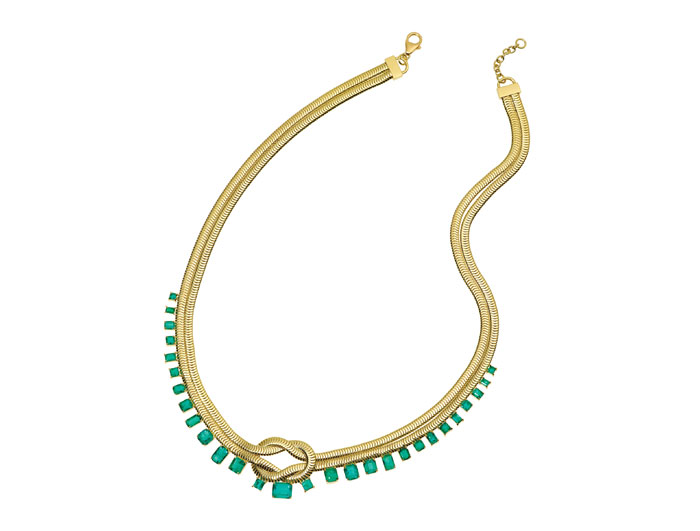 This season must be the season of emeralds, because they're everywhere. The Revival Love Knot necklace with emeralds retails for $56,700 at Ylang 23, Dallas. 