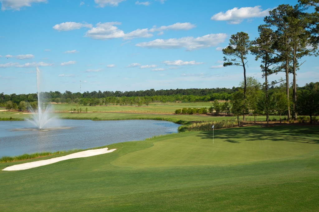 The 18-hole golf course — designed by acclaimed architect of the greens Todd Eckenrode — provides a verdant setting for the Golden Nugget. 