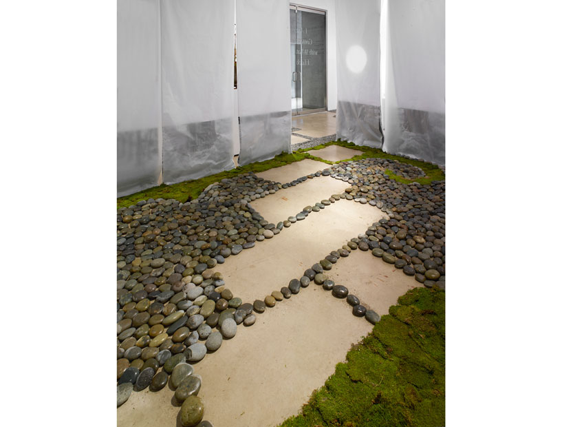 A view from amidst the installation looking to the entrance portal. 