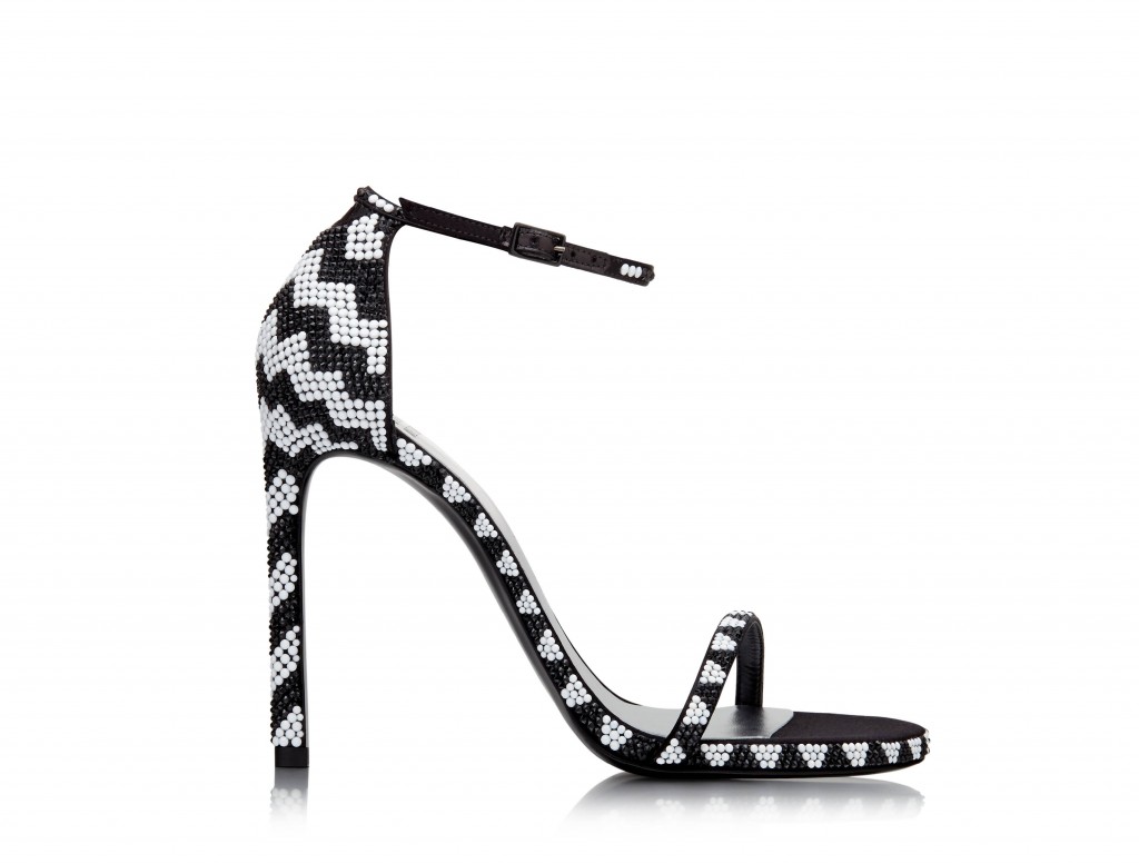 Jet chevron pavé nudist sandal as seen in the exclusive Stuart Weitzman holiday collection 
