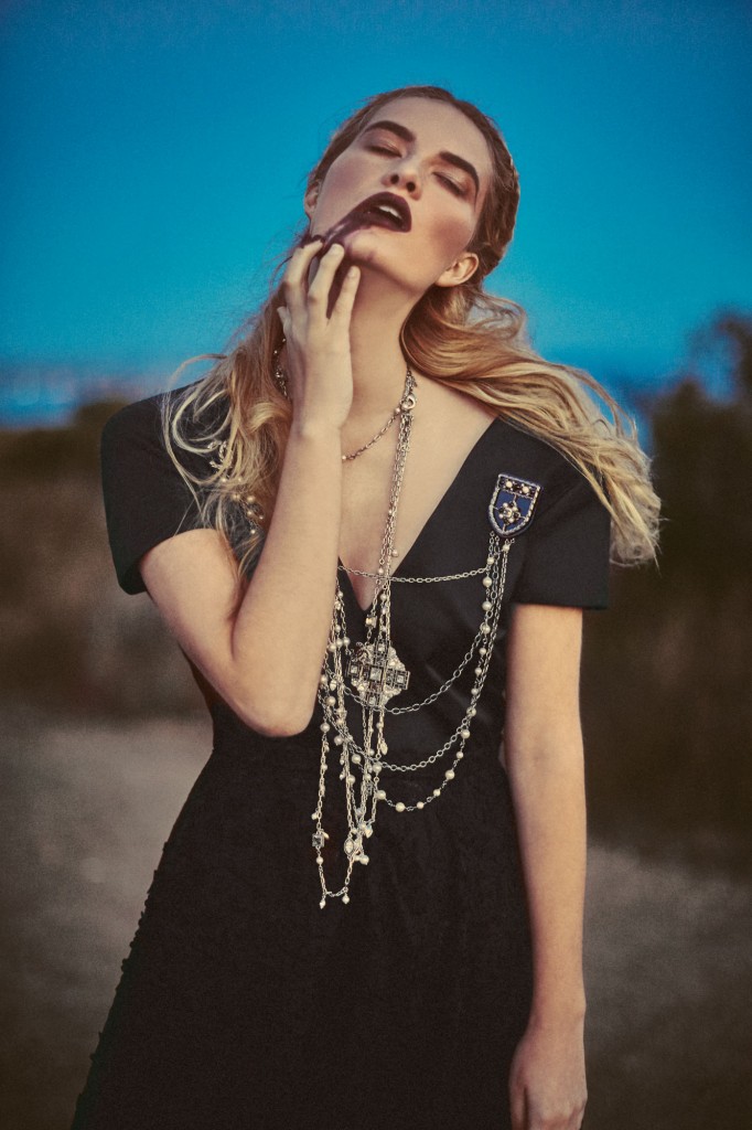 No. 21 lace organza gown
$2,120, at Laboratoria, Neiman Marcus. Chanel brooch $2,550, and necklace $2,750, both at the Chanel boutique, Neiman Marcus.