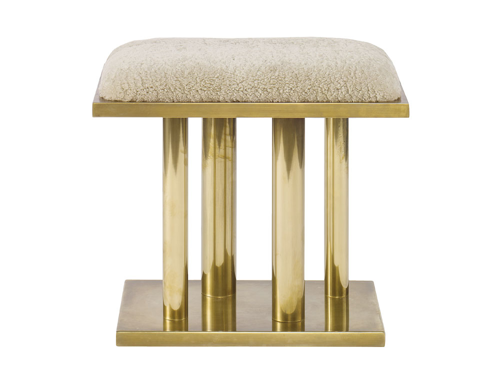 Upholstered Holmby stool in burnished bronze