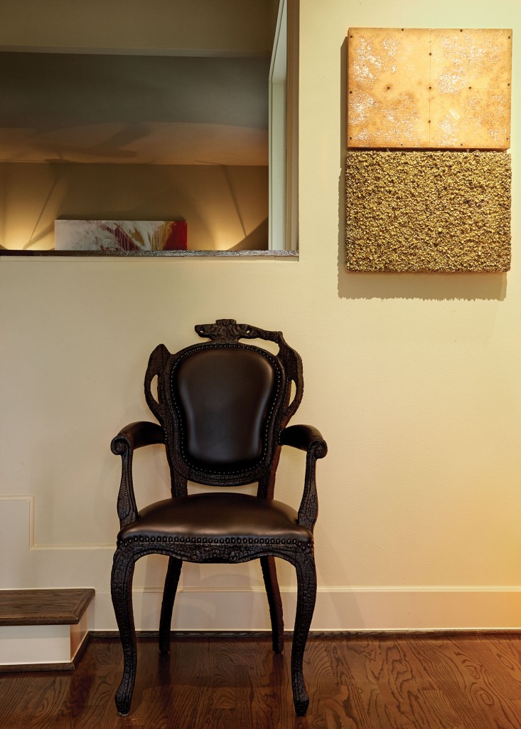 Dutch design house Moooi’s 2013 Smoke armchair. Al Souza’s Musege, 1991, through Moody Gallery.