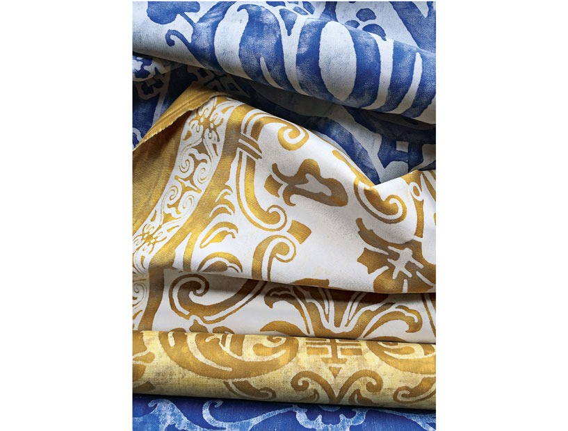 Coveted Fortuny fabrics remain hand-painted as  they were when Mariano Fortuny launched his design business in 1907.