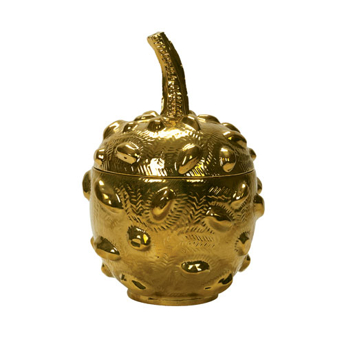 Naturalistic handthrown
gourd in gold luster, $2,625
