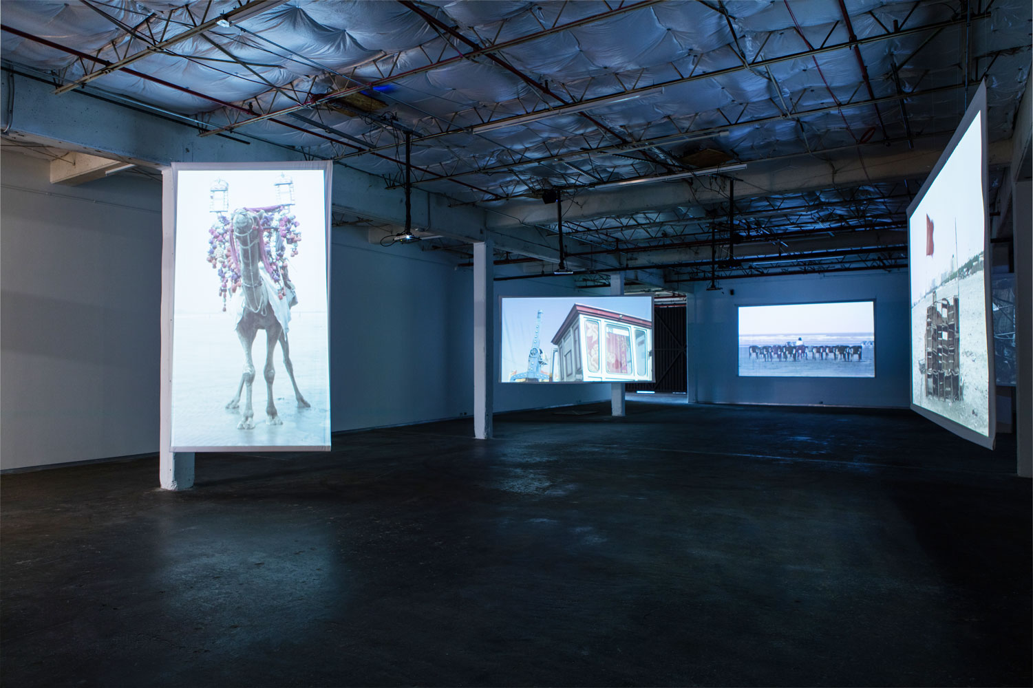 Bani Abidi's "Karachi Series-II," 2014. Video installation at Dallas Contemporary, 2015