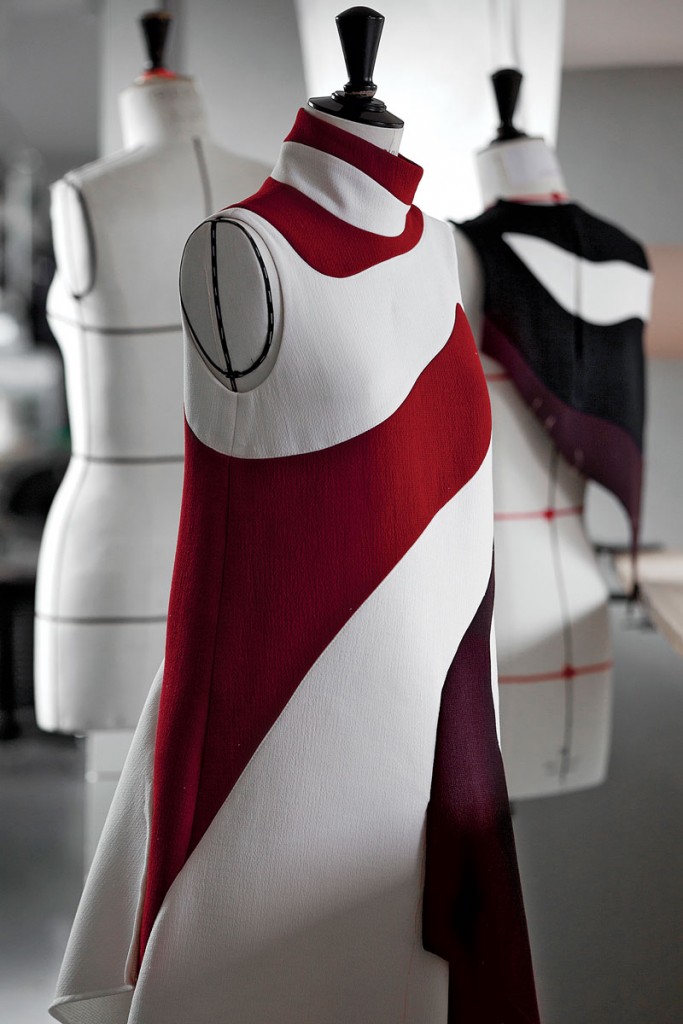 Dior organic dress- a look from the fall collection in the making at the design atelier in Paris