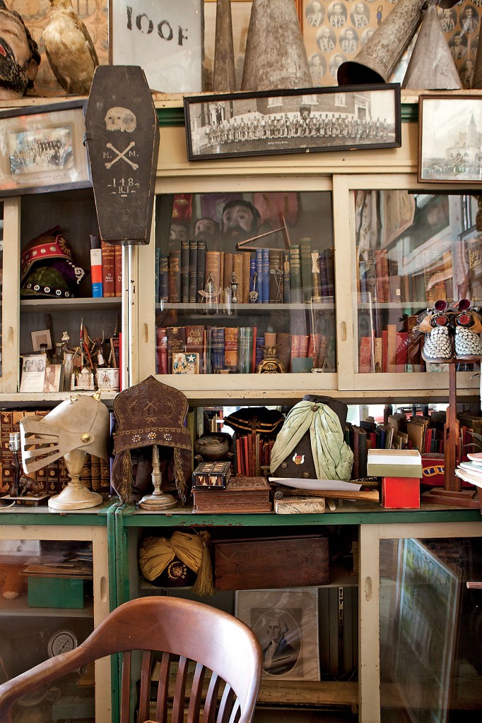 A literary cabinet of curiosities in the perfectly named lodge collection room.