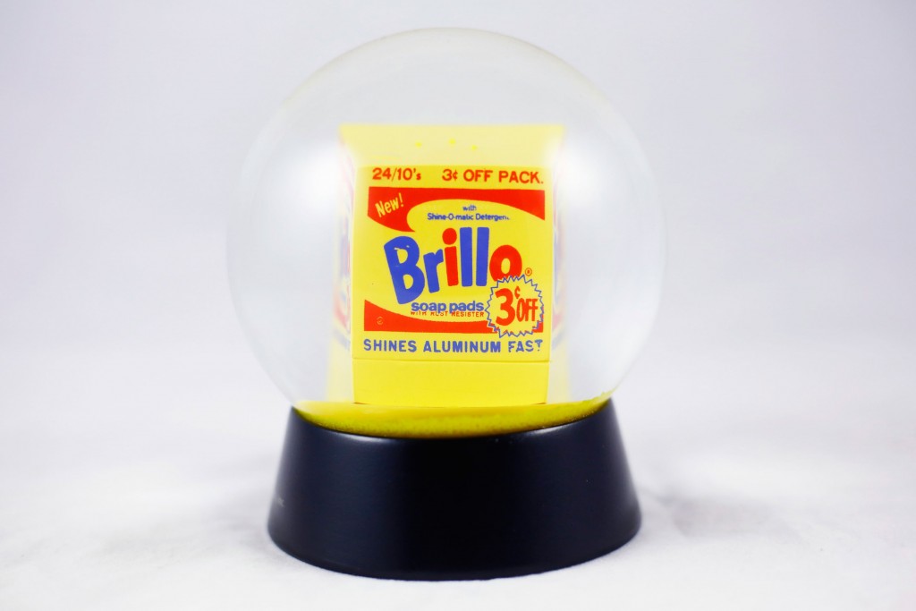 Andy Warhol’s iconic Brillo box in a snowglobe
