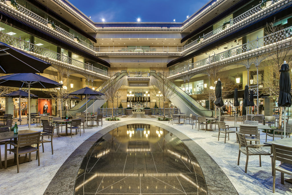 The Crescent's revamped courtyard with reflecting pool