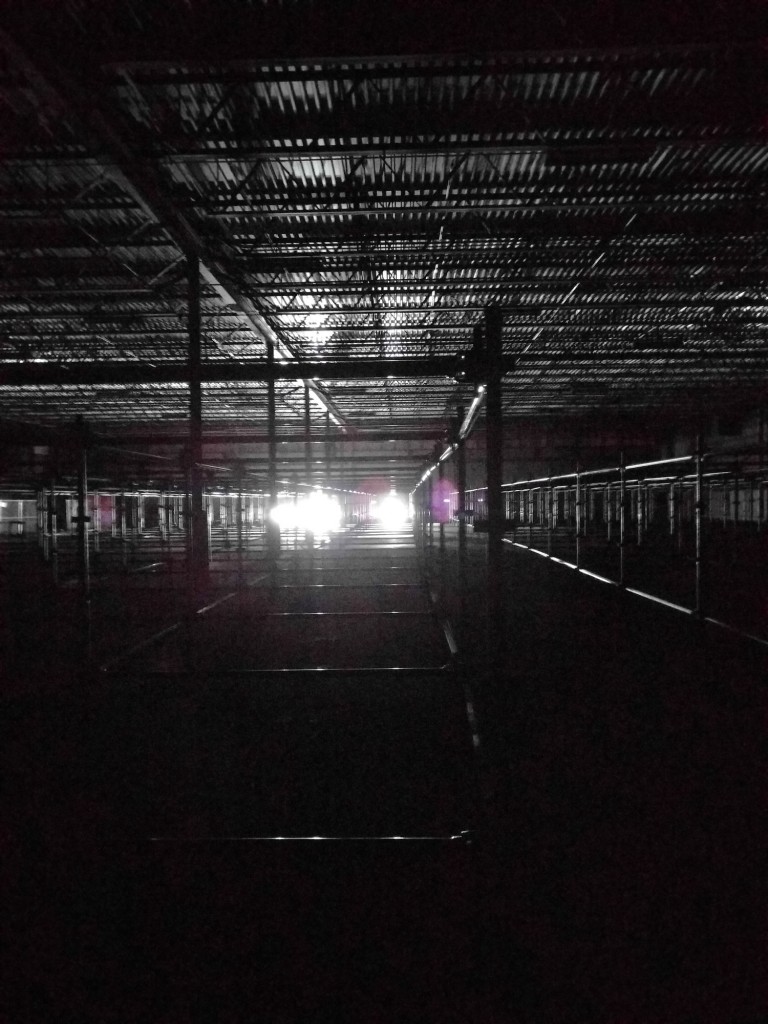 Paris-based Nonotak — a collaboration between illustrator Noemi Schipfer and musician Takami Nakamoto — transformed a industrial warehouse into a jarring, dynamic spectacle that provided a performative environment for Day For Night.