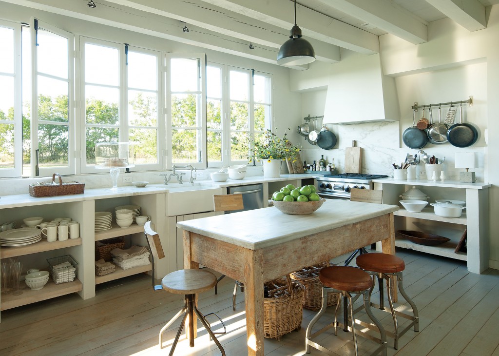 The kitchen in Houston designer Eleanor Cummings’ house near Round Top, from PaperCity October 2015