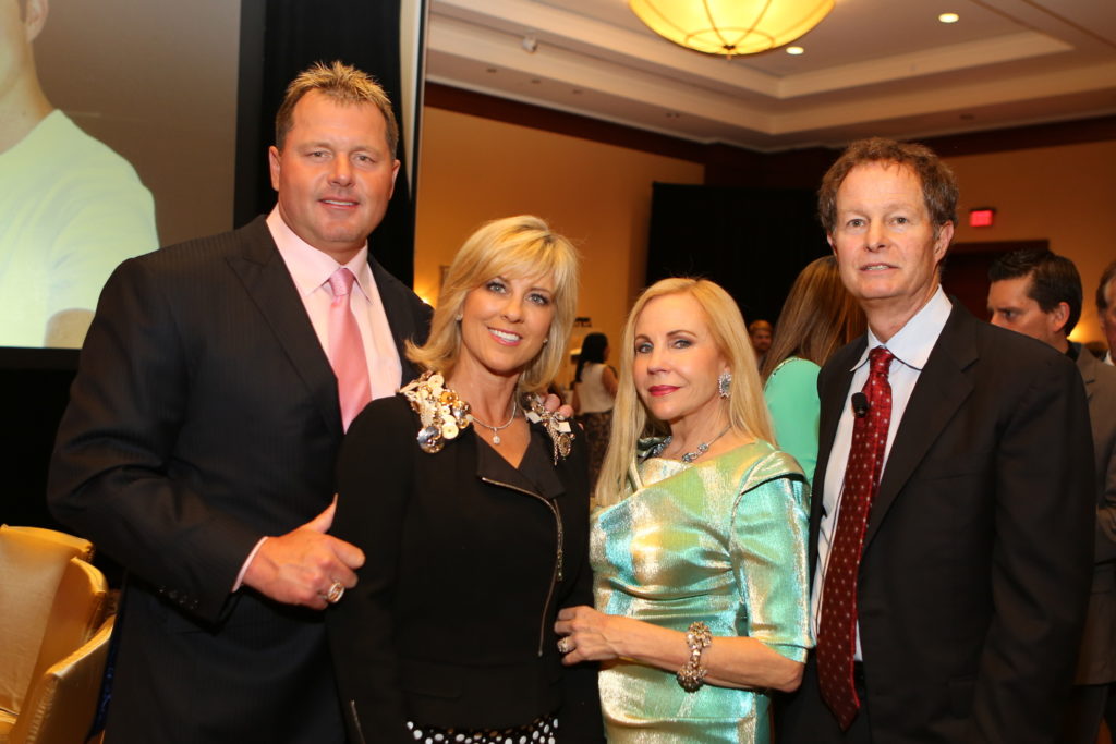 2015 Blue Cure Dinner: Roger and Debbie Clemens, honorary chair Carolyn Farb and honoree John Mackey, Whole Foods co-founder. This year, Dean Ornish is speaking.