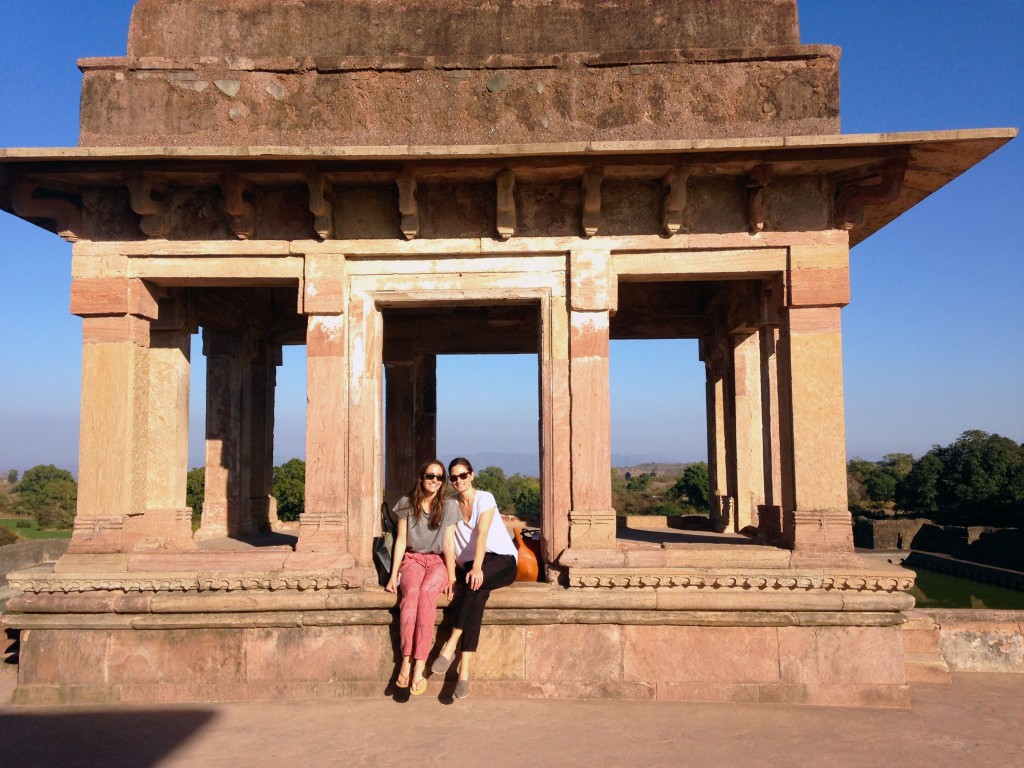 Katie McClure and Erin Breen at the Jahaz Mahal in Mandu, Madhya Pradesh, India. 