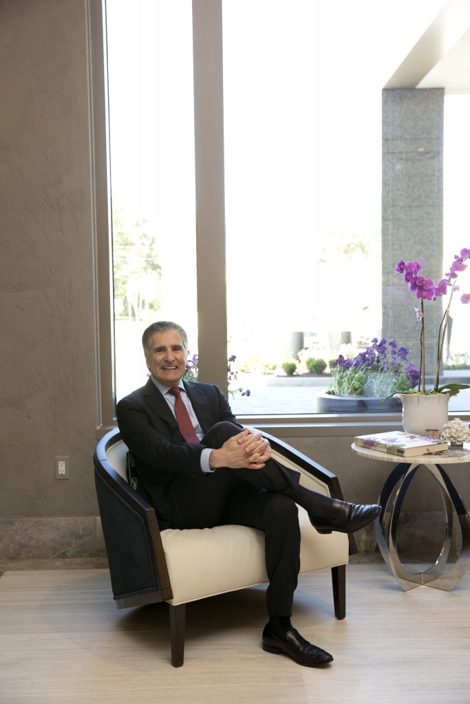Giorgio Borlenghi takes a rare moment in a Belfiore's lobby that's been designed by the Queen of England's nephew. Photo by Jenny Antill.