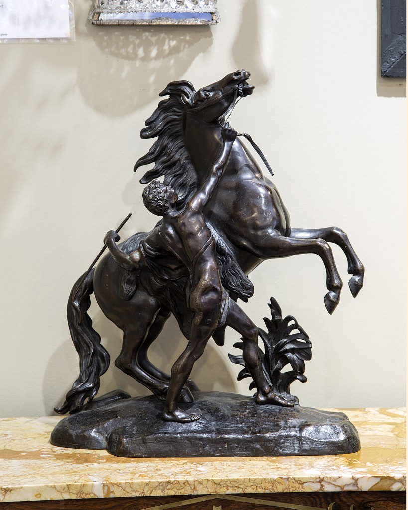 Impressive bronze Marly Horse at Antiques of River Oaks 