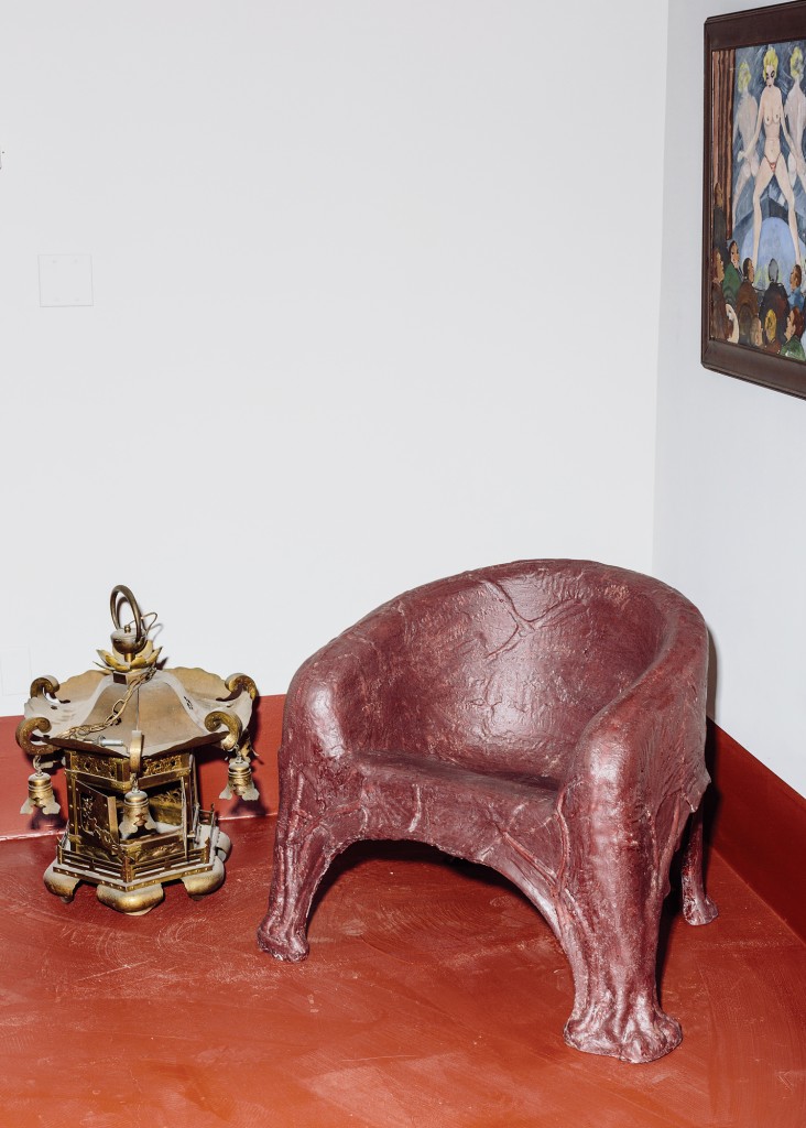 Fiberglass-and-resin chair made from
a gingko-leaf mold, antique brass
Chinese pagoda lantern