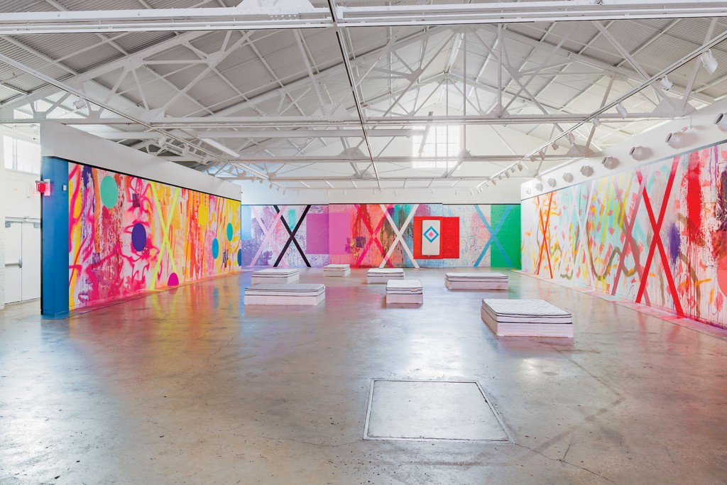 Sarah Cain's "The Imaginary Architecture of Love," 2015, show's the artist's way with installation work. See more at the Dallas Art Fair. (Installation view, CAM Raleigh, NC; courtesy the artist, photo Nick Pironio)